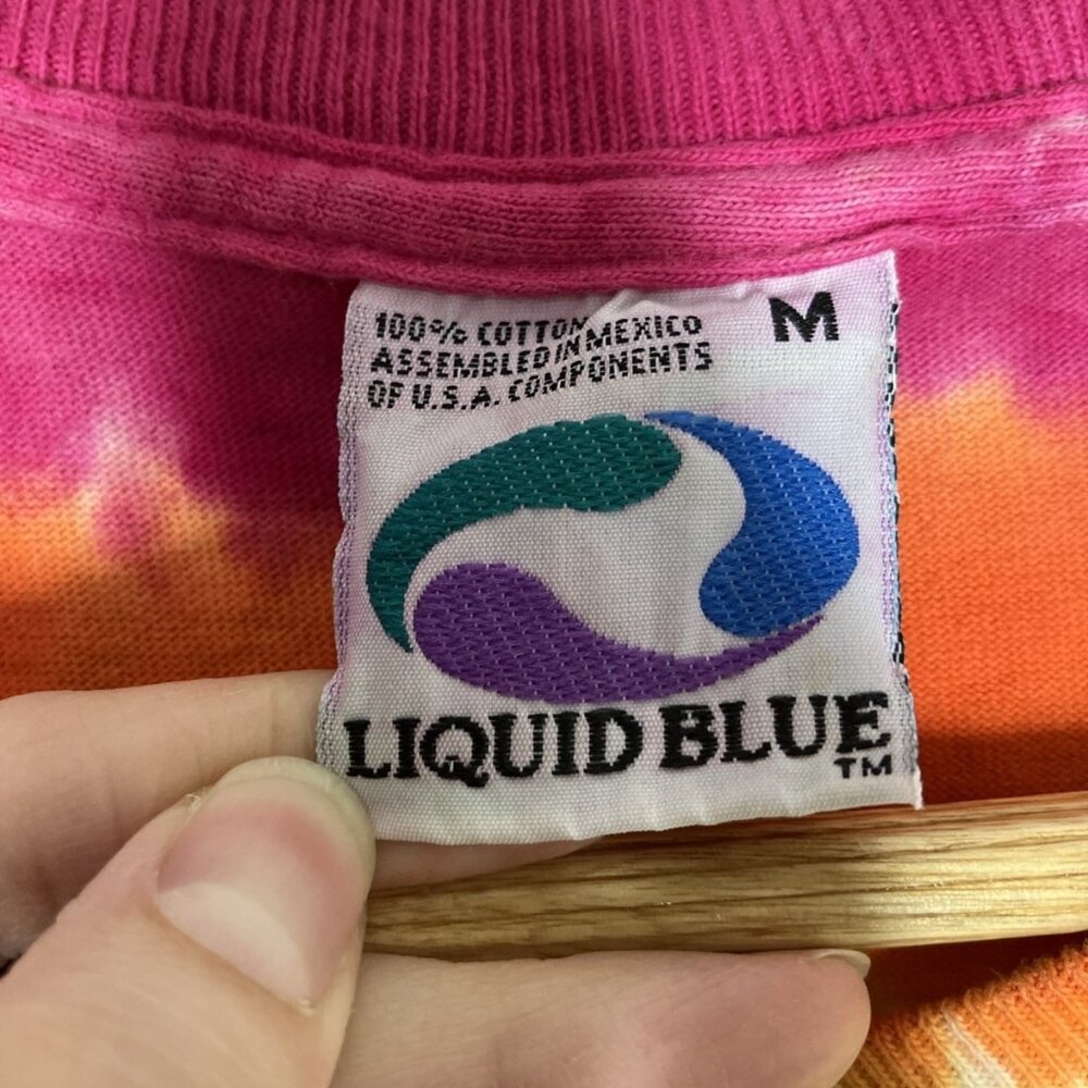 Vintage Liquid Blue T-Shirt Medium Tie Dye Gnome Elf Psychedelic Mushrooms 1999 - Picture 6 of 9